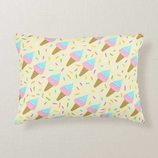 Decorativa Almofada fofa com estampa contínua de sorvetes (Frente)