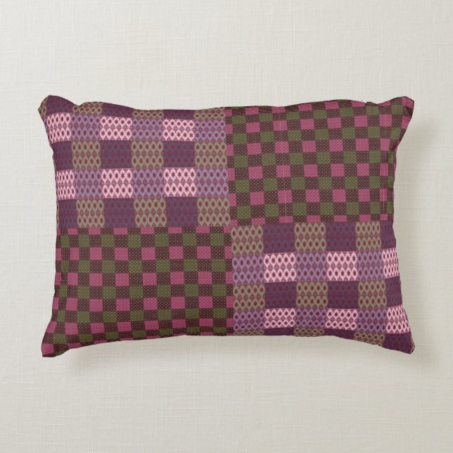 Decorativa Almofada Geométrica de Remendo – Moderno Roxo C (Frente)