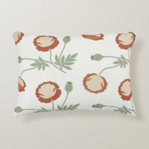 Almofada Lombar com Acento Floral de Papoula Rústi