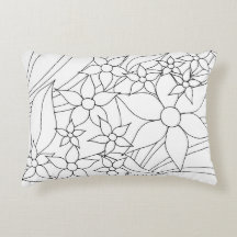 Almofada Lombar Floral para Colorir DIY - Flo em B