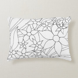 Decorativa Almofada Lombar Floral para Colorir DIY - Flo em B