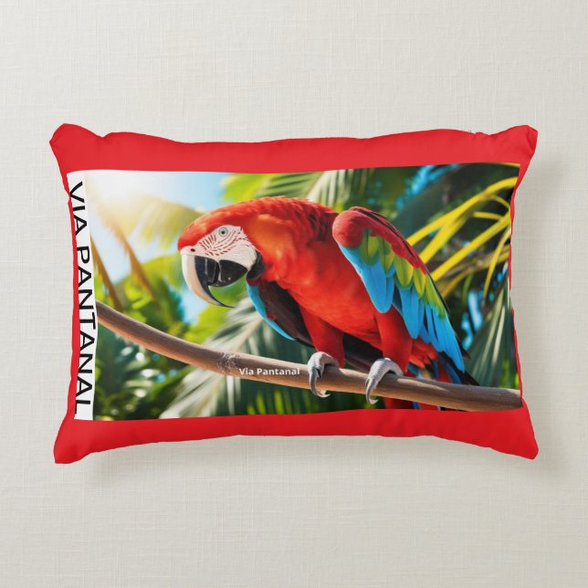 Decorativa Almofada Poliéster Escovado Arara (Frente)