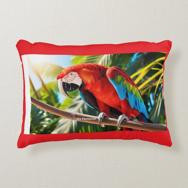 Decorativa Almofada Poliéster Escovado Arara (Frente)