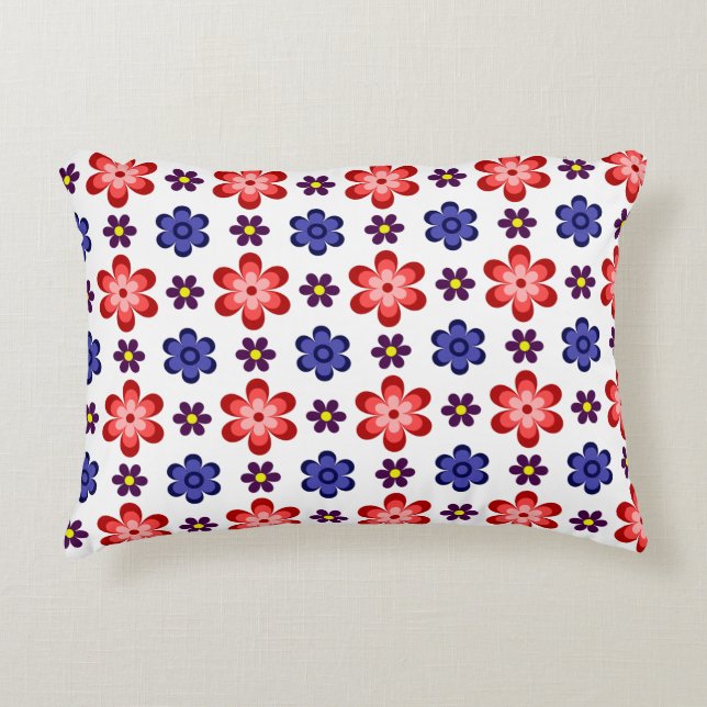 Decorativa Boho Almofada de Acento de Flores Roxas Azuis (Frente)