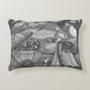 DECORATIVA BRUXA, CARRINHO DE BEBÊ DE GATO PRETO, ALMOFADA DE