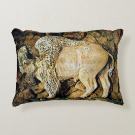 Decorativa "Búfalo Branco" arte original Almofada de Acabamen