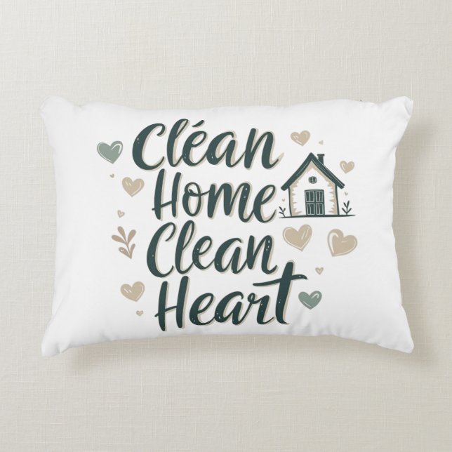Decorativa Clean Home Clean Heart| Almofada Mínima (Frente)