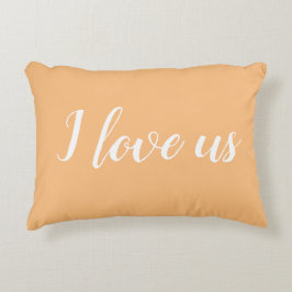 Decorativa "Eu amo nós" em Almofada com Acento Laranja / Bege