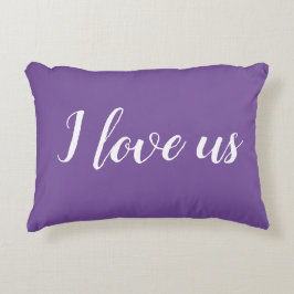Decorativa "Eu amo nós" em Almofada de Acabamento Roxo Bonito
