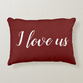 Decorativa "Eu amo nós" em Almofada de Acabamento Vermelho Pr