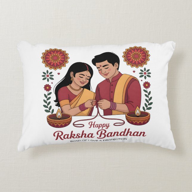 Decorativa Raksha Bandhan Almofada de Acabamento (Frente)
