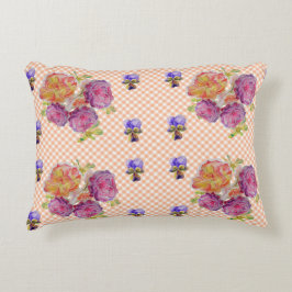 Decorativa Rosas rosa e violetas Shabby, uma almofada floral