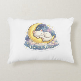 Decorativa Sonhe em Paz Almofada de Lua com Gato Fofo Dormind