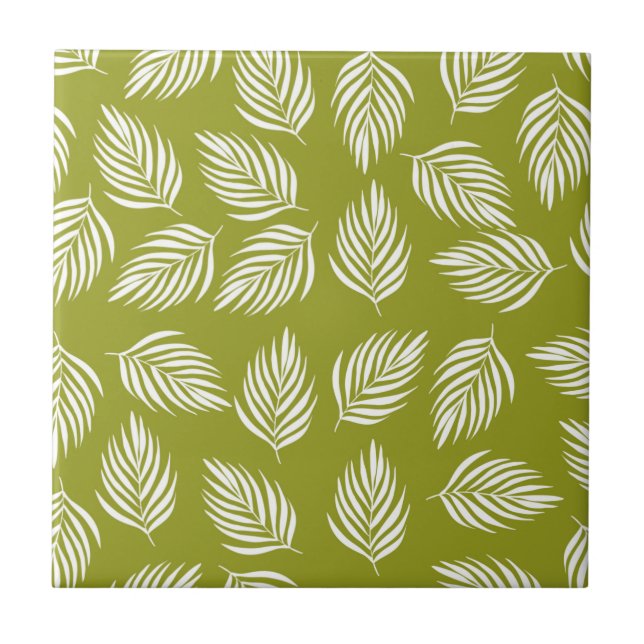 Decorative Lime Green Leaves Pattern (Frente)