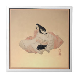 Decorative Tile with Ancient Japanese Print