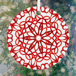 Decorativo Elegante Branco e Vermelho Mandala Boni
