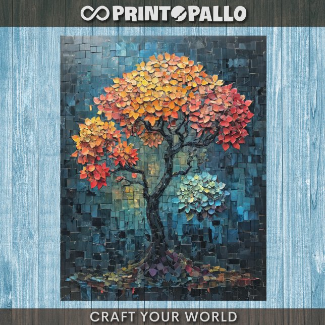 Decoupage - Árvore caprichosa em azulejo cerâmico (Criador carregado)