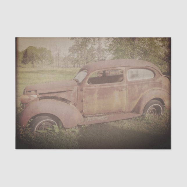 Decoupage de Papel Tecidual do carro vintage (Frente )