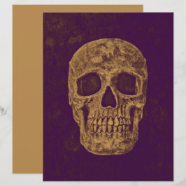 Decoupage Dourada Roxa da Cabeça do Crânio Gótica