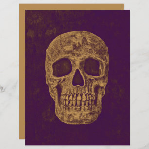 Decoupage Dourada Roxa da Cabeça do Crânio Gótica