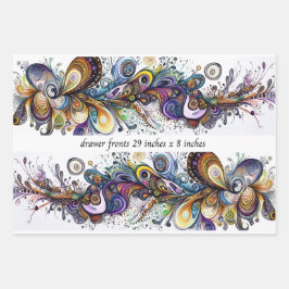 Decoupage Drawer Front 29x8 Teardrop Motif Vibrant