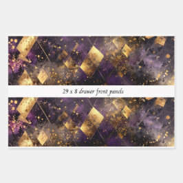 Decoupage Drawer Panel Diamond Motifs Purple Gold 
