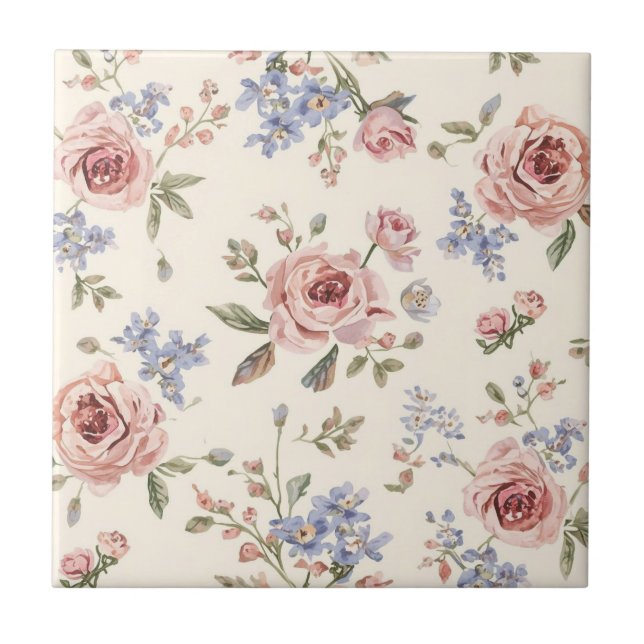 Decoupage floral de rosa cor-de-rosa elegante vint (Frente)