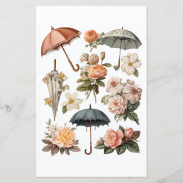 Decoupage - flores românticas vintage e guarda-chu