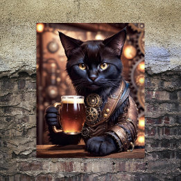 Decoupage - Gato steampunk bebendo cerveja