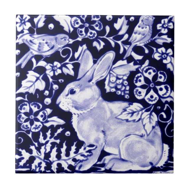 Dedham Blue Rabbit, Classic Blue & White Design (Frente)