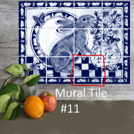 Dedham Blue White Rabbit Bunny Mural Azulejo nº 11