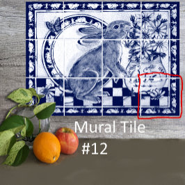 Dedham Blue White Rabbit Bunny Mural Azulejo nº 12