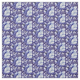 Dedham Blue & White Rabbit, Tecido do Bird Designe