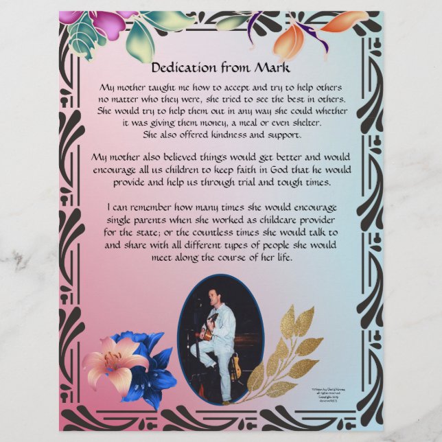 Dedicação do Papel de carta Personalizado Mark (Frente)