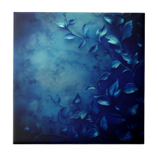 Deep Blue Decorative Leaves