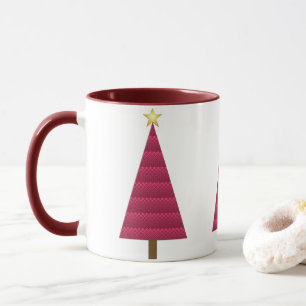 Deep Burgundy Damask Moderno Caneca de Natal