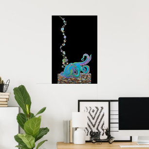 "Deep Descent", Octopus Fine Art Impressão