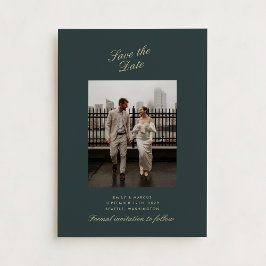 Deep green, cartão de casamento dourado salve a da