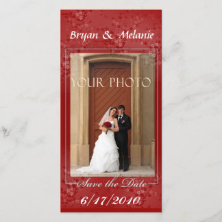 Deep Red Save the Date Weding Cartão com fotos