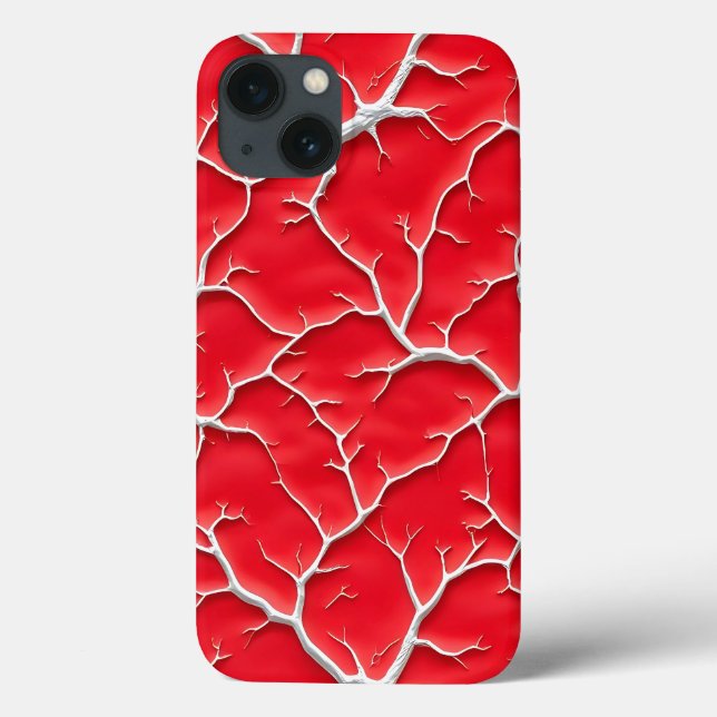 Deep Red Vein iPhone Case with Organic Texture (Verso)