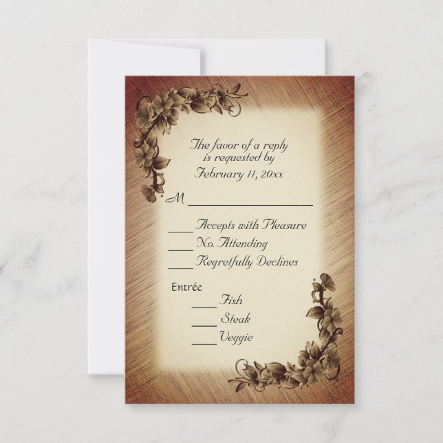 Deep Rustic Flowers RSVP com a Escolha de Árvore (Frente)