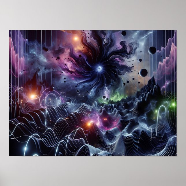 Deep Space Radio Energy Waves Sci-fi Poster (Frente)