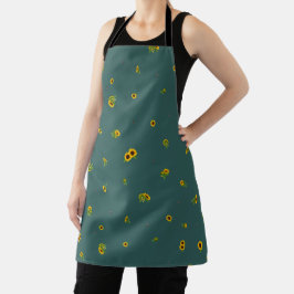 Deep Teal Japanese Sunflower Floral Pattern