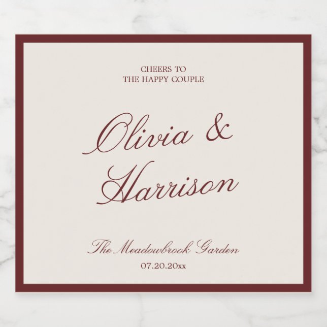 Deep Wine Classic Calligraphy Wedding (Rótulo Único)
