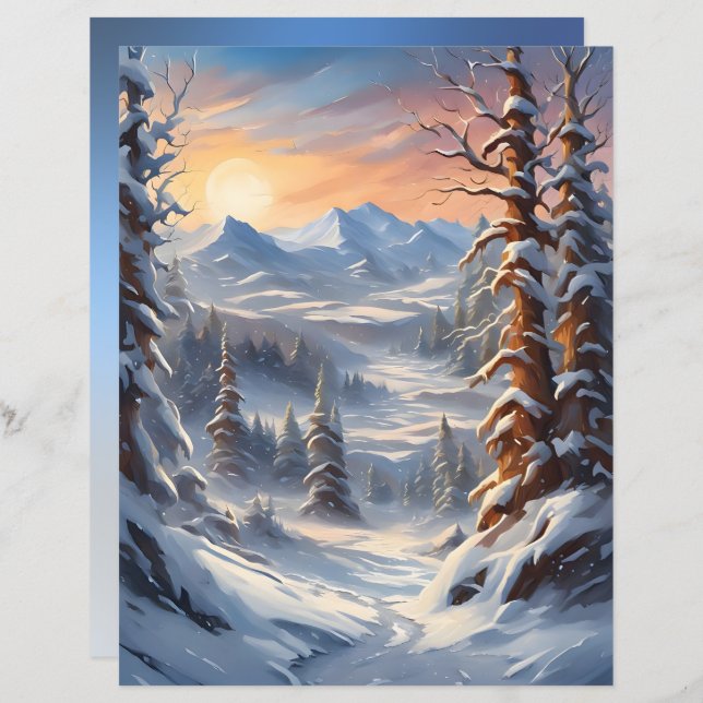 Deep Winter in the Mountains Scrapbook Paper (Frente/Verso)