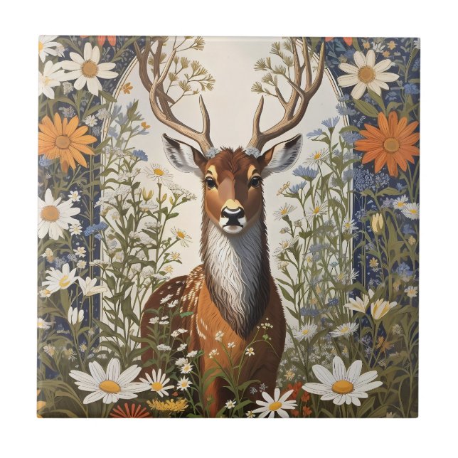 Deer Amid Daisy Flowers (Frente)