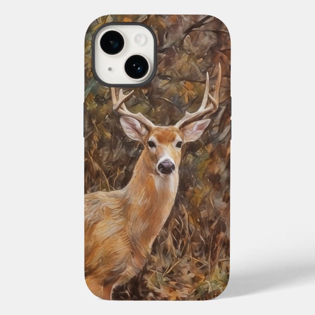 Deer Antler Buck Wild Deer Art Capa de telefone (Verso)