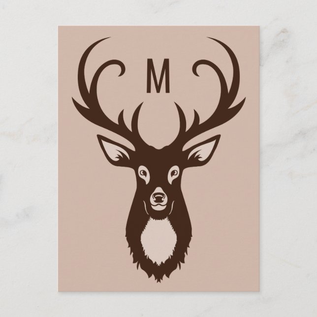 Deer com seu cartão postal personalizado do Monogr (Frente)