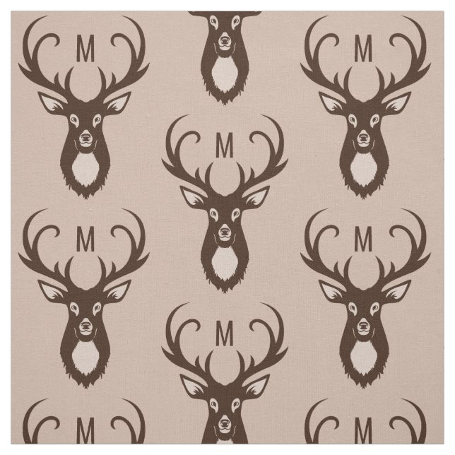 Deer com seu tecido personalizado do Monograma (Modelo)
