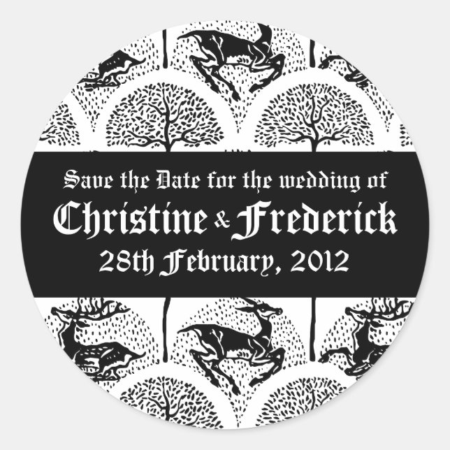 Deer e Árvores Medievais, salve os adesivos de dat (Frente)